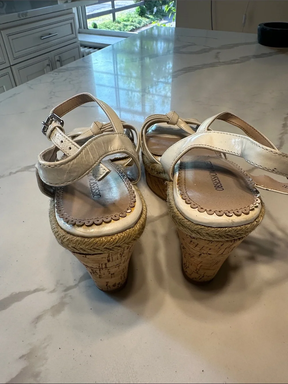 Obsession Rules White Espadrille Wedge Sandals with Ankle Strap